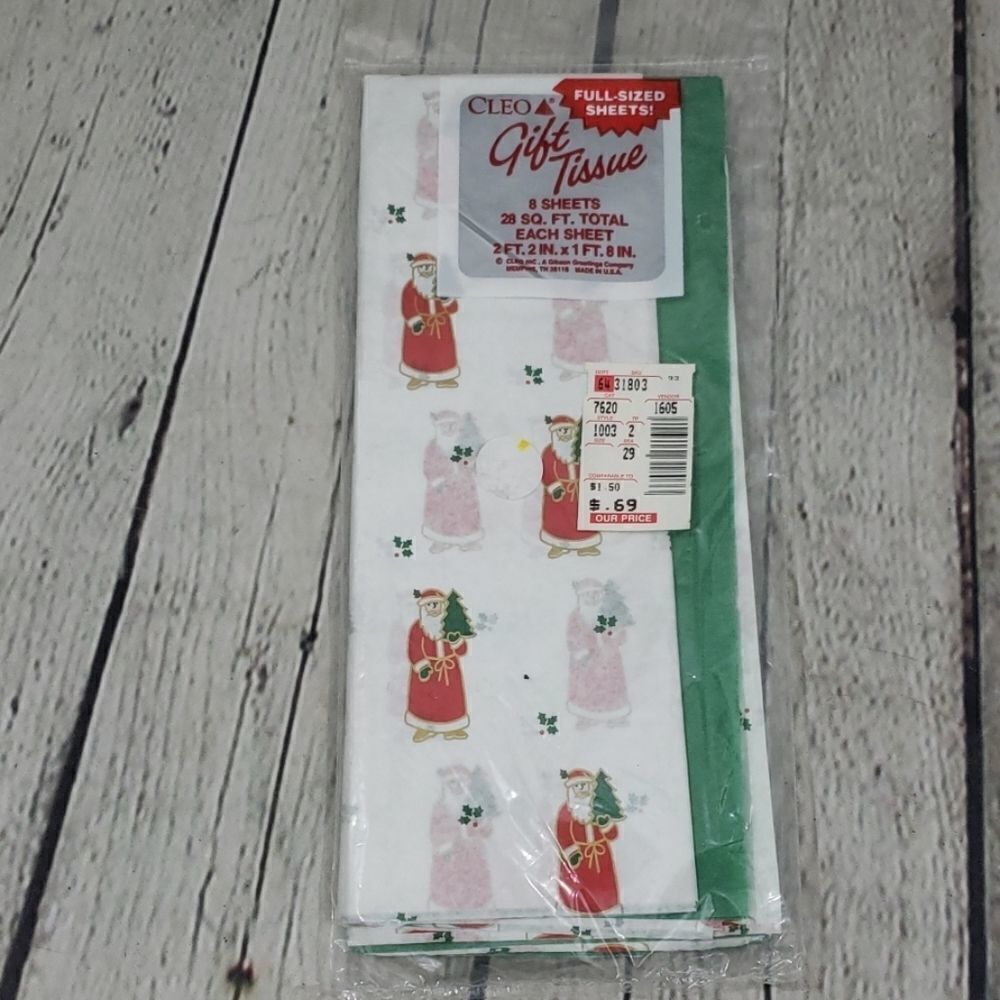NWT Vintage Cleo Christmas Santa Gift Wrap